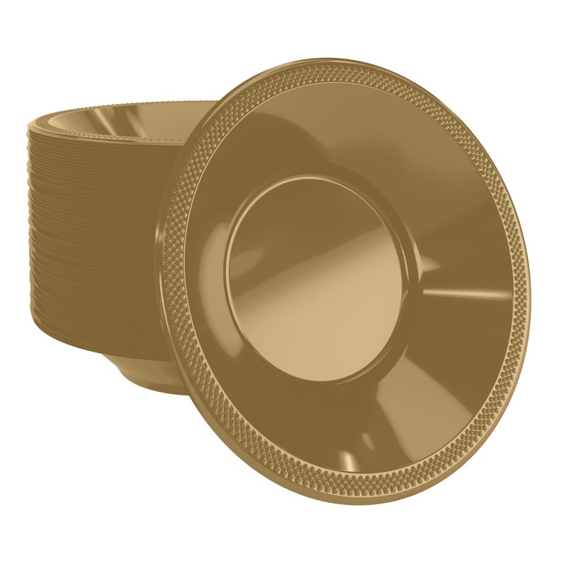 Exquisite Party Solids 12 Oz Gold Plastic Bowls Disposable Bowls for Hot Food Soup 100 Pieces - For Soup, Salad, Cereal, Desserts & Party Supplies - Image 1